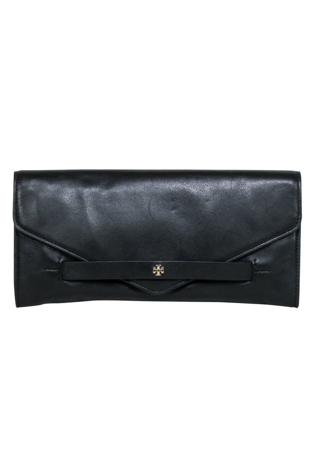 Current Boutique-Tory Burch - Black Leather Long Clutch