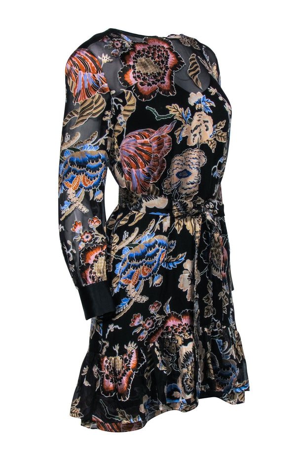 Current Boutique-Tory Burch - Black & Multi-Color Floral Shift Dress Sz 2