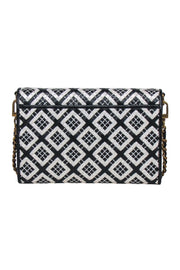 Current Boutique-Tory Burch - Black & Cream Leather Diamond Print Crossbody Bag
