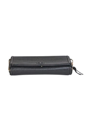 Tory Burch - Black Pebbled Leather Front Flap Crossbody Bag - Current Boutique