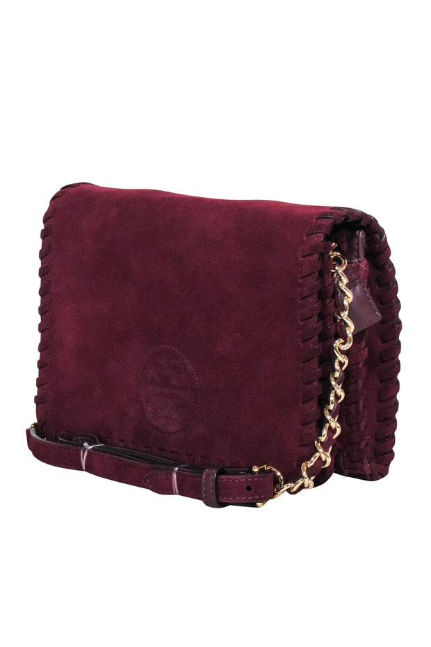 Current Boutique-Tory Burch - Maroon Suede Crossbody Bag