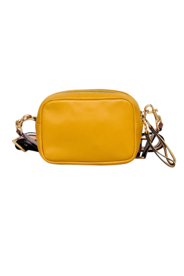 Current Boutique-Tory Burch - Yellow Color Block Logo Double Zip Mini Bag