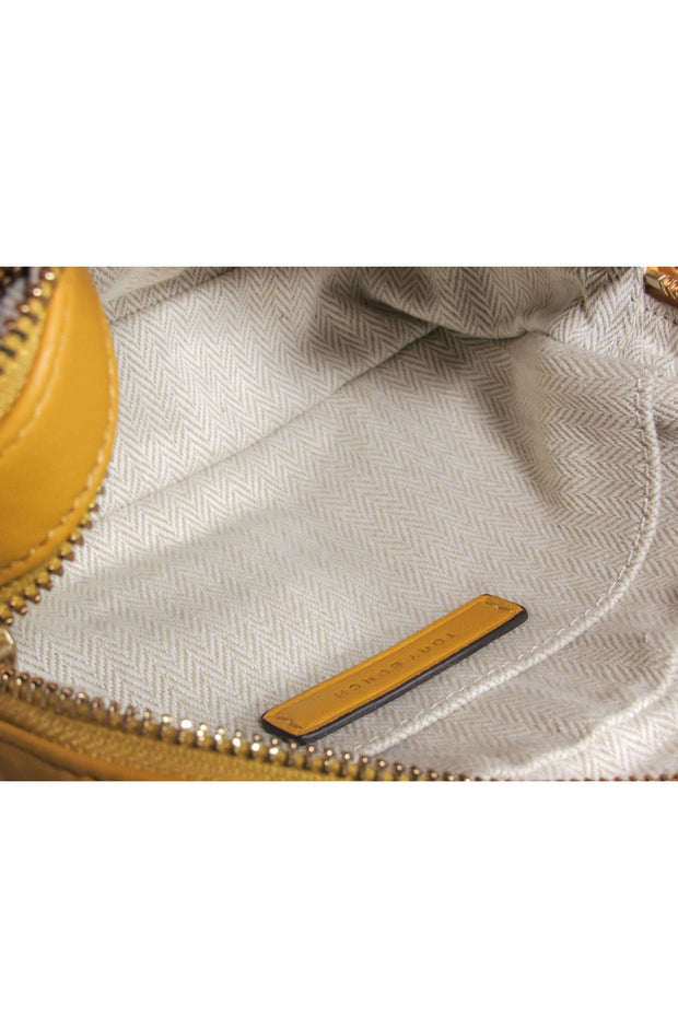 Current Boutique-Tory Burch - Yellow Color Block Logo Double Zip Mini Bag