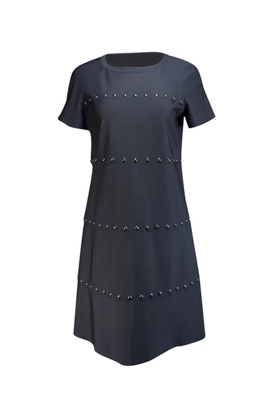 Tory Burch - Black Studded Shift Dress Sz M - Current Boutique