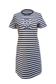 Current Boutique-Tory Burch - Navy & White Striped Cotton T-Shirt Dress Sz S