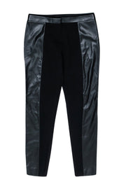 Current Boutique-Tory Burch - Black Straight Pants w/ Faux Leather Side Panel Sz S