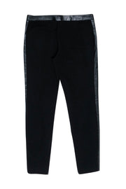 Current Boutique-Tory Burch - Black Straight Pants w/ Faux Leather Side Panel Sz S