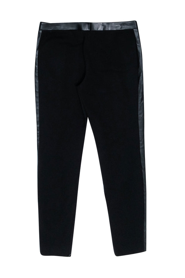 Current Boutique-Tory Burch - Black Straight Pants w/ Faux Leather Side Panel Sz S