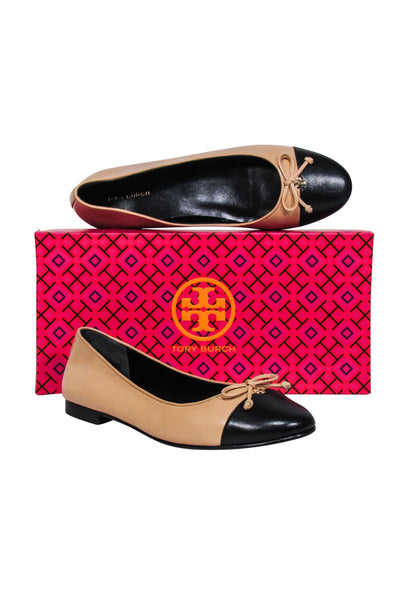 Current Boutique-Tory Burch - Nude & Black Leather Ballet Flats Sz 8.5