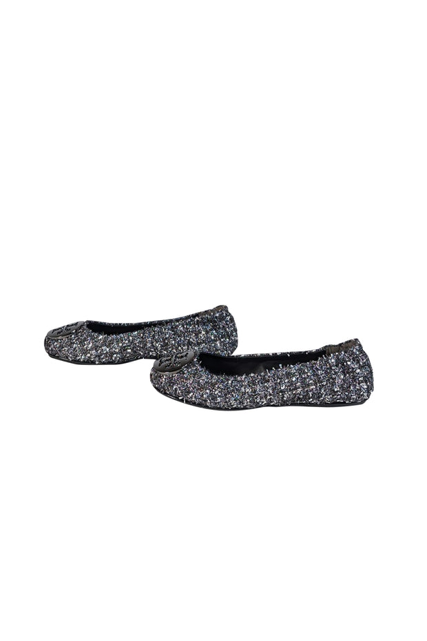 Current Boutique-Tory Burch - Black & Silver Metallic Tweed Ballet Flats Sz 9
