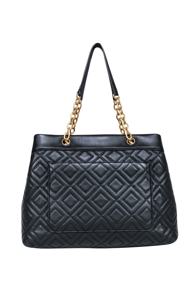 Current Boutique-Tory Burch - Black Diamond Quilted Leather Handbag