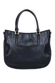 Current Boutique-Tory Burch - Black Pebbled Leather Logo Front Handbag