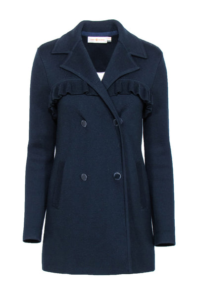 Current Boutique-Tory Burch - Navy Wool Blend Knit Jacket Sz XS