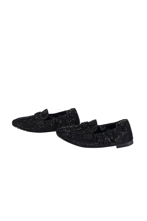 Current Boutique-Tory Burch - Black Suede Rhinestone Embellished Ballet Flats Sz 9