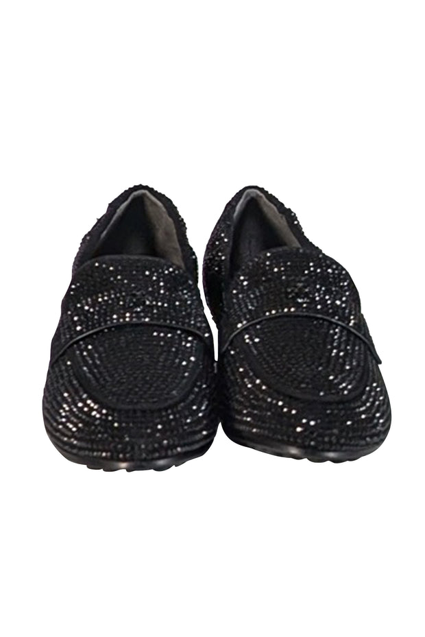 Current Boutique-Tory Burch - Black Suede Rhinestone Embellished Ballet Flats Sz 9