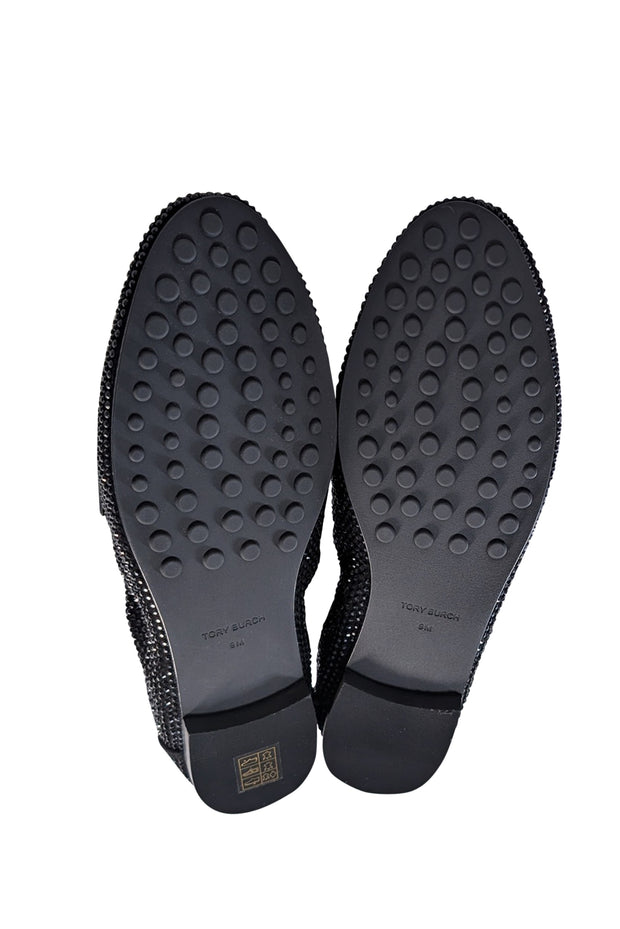 Current Boutique-Tory Burch - Black Suede Rhinestone Embellished Ballet Flats Sz 9