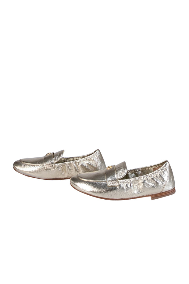 Current Boutique-Tory Burch - Gold Metallic Leather Ballet Loafers Sz 9