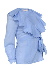 Current Boutique-Tory Burch - Blue Wrap Tie Cotton Top Sz 0