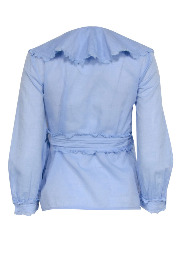 Current Boutique-Tory Burch - Blue Wrap Tie Cotton Top Sz 0