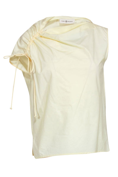 Current Boutique-Tory Burch - Pale Yellow Sleeveless Ruched Blouse Sz 00