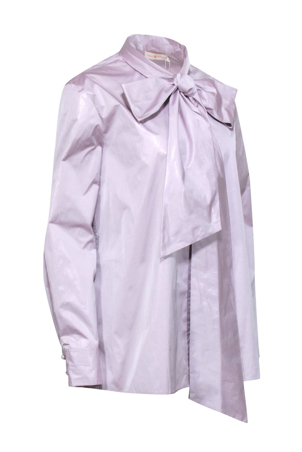 Current Boutique-Tory Burch - Iridescent Lilac Neck Tie Shirt Sz 14