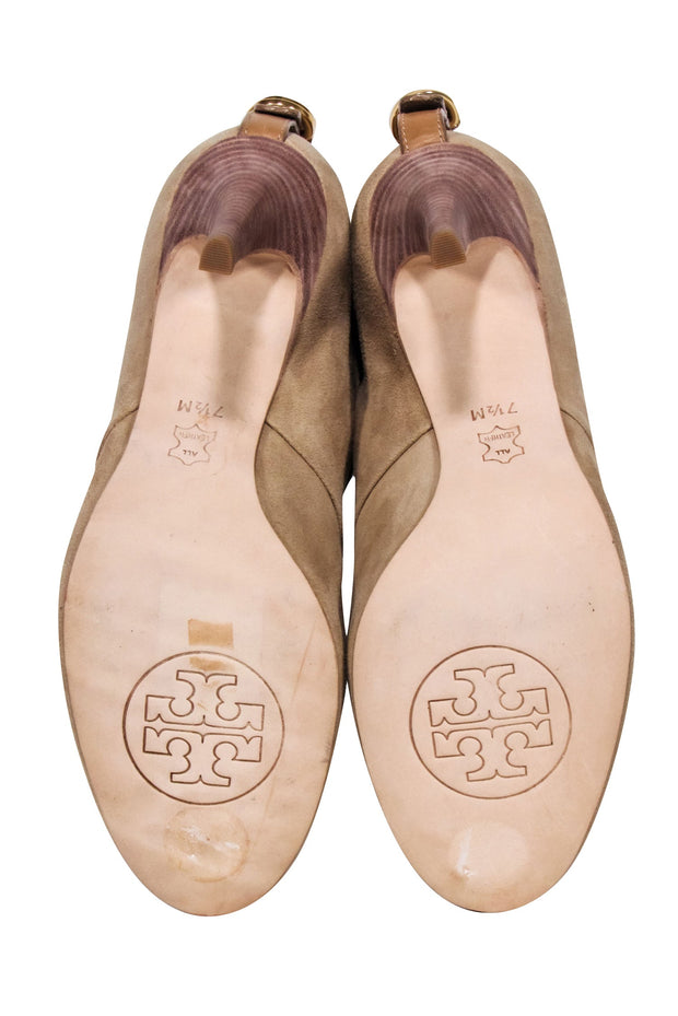 Current Boutique-Tory Burch - Beige Suede Heel Booties Sz 7.5