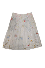 Current Boutique-Tory Burch - Ivory w/ Multicolor Floral Print Pleated Skirt Sz 8
