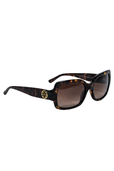 Current Boutique-Tory Burch - Brown and Black Tortoise Rectangle Sunglasses