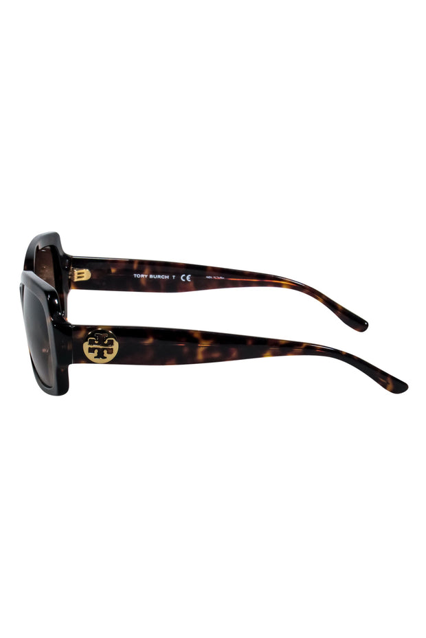 Current Boutique-Tory Burch - Brown and Black Tortoise Rectangle Sunglasses