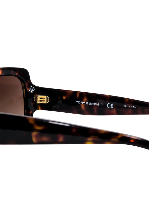 Current Boutique-Tory Burch - Brown and Black Tortoise Rectangle Sunglasses