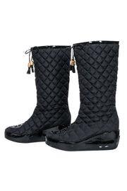 Current Boutique-Tory Burch - Black Quilted Tall Weather Boots Sz 7.5