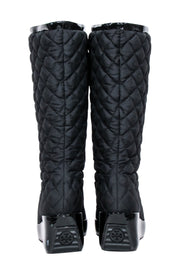 Current Boutique-Tory Burch - Black Quilted Tall Weather Boots Sz 7.5