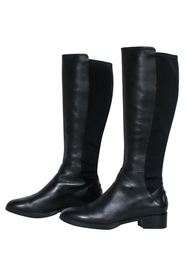 Current Boutique-Tory Burch - Black Leather "Caitlin" Stretch Boots Sz 9