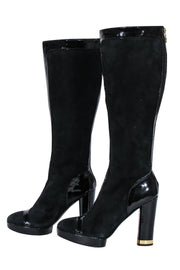 Current Boutique-Tory Burch - Black Suede Tall Platform Heel Boots Sz 9