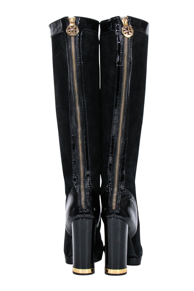 Current Boutique-Tory Burch - Black Suede Tall Platform Heel Boots Sz 9