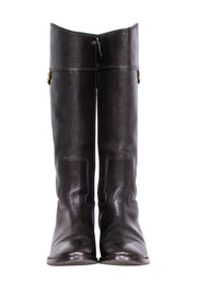 Current Boutique-Tory Burch - Brown Pebbled Leather Riding Boots Sz 8.5