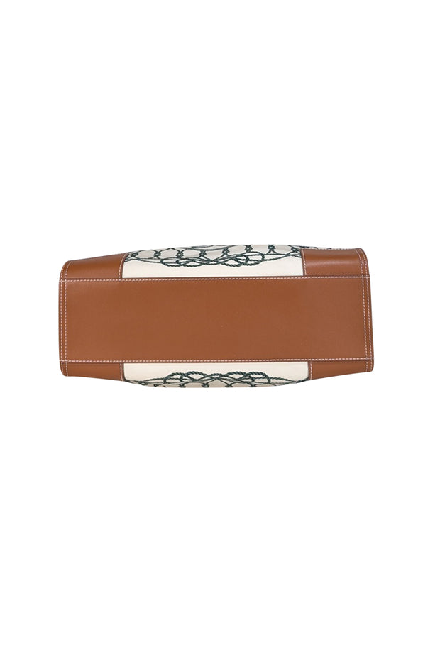 Current Boutique-Tory Burch - Ivory & Green Rope Print Tote