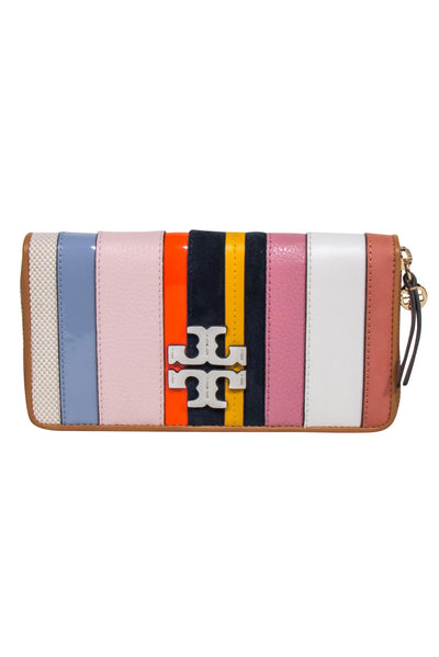 Current Boutique-Tory Burch - Pink Multicolor Stripe Continental Wallet