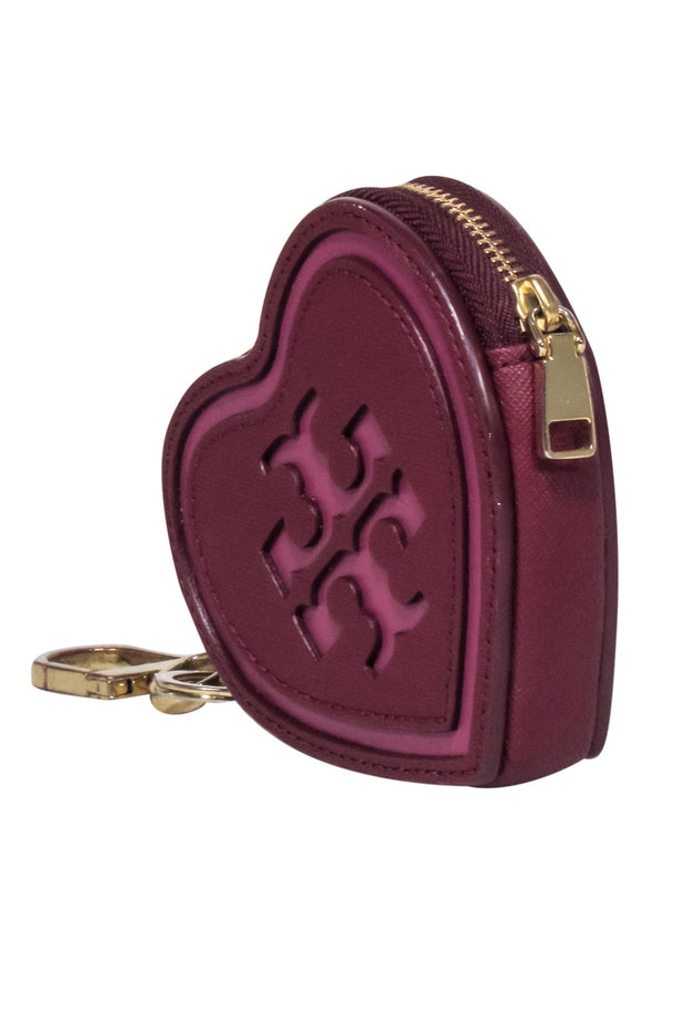 Current Boutique-Tory Burch - Plum Purple Logo Front Heart Shape Coin Purse