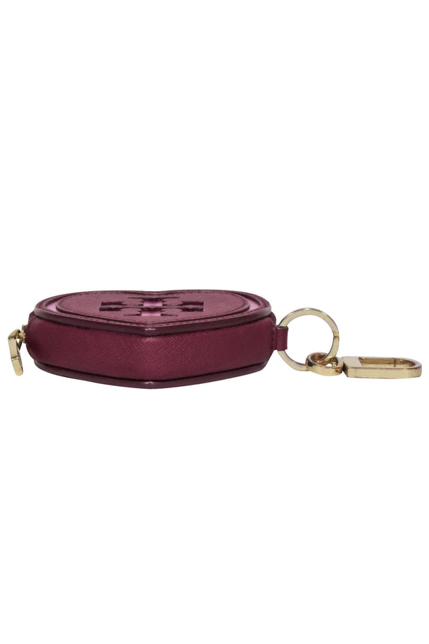 Current Boutique-Tory Burch - Plum Purple Logo Front Heart Shape Coin Purse
