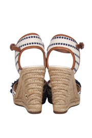 Current Boutique-Tory Burch - Ivory & Navy Woven Wedges Sz 6.5