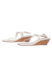 Current Boutique-Tory Burch - Ivory Leather Wedged Sandals Sz 8