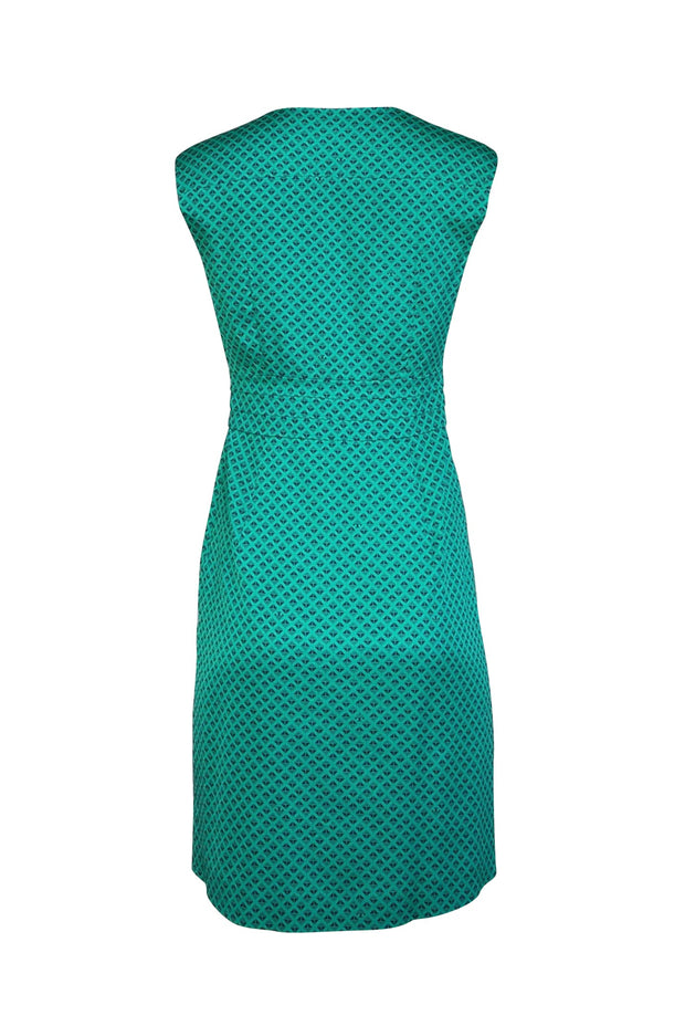 Tory Burch - Green & Black Print Silk Blend Sleeveless Dress Sz 2 - Current Boutique