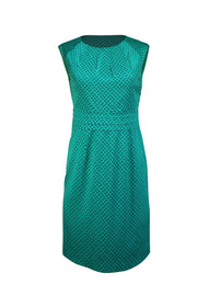 Tory Burch - Green & Black Print Silk Blend Sleeveless Dress Sz 2 - Current Boutique