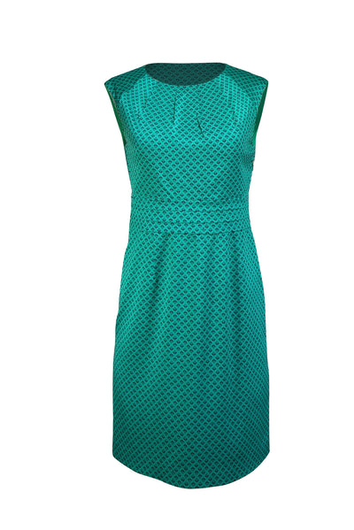 Tory Burch - Green & Black Print Silk Blend Sleeveless Dress Sz 2 - Current Boutique