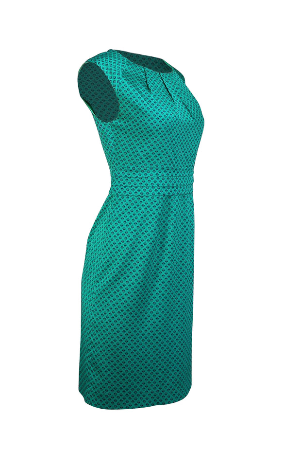 Tory Burch - Green & Black Print Silk Blend Sleeveless Dress Sz 2 - Current Boutique