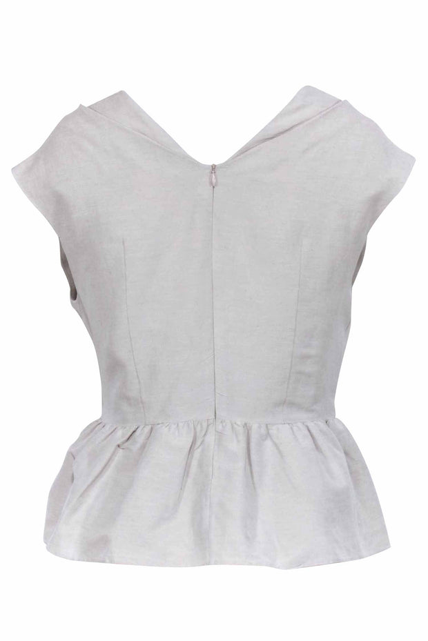 Current Boutique-Tove - Beige Bow Front Off the Shoulder Top Sz 8