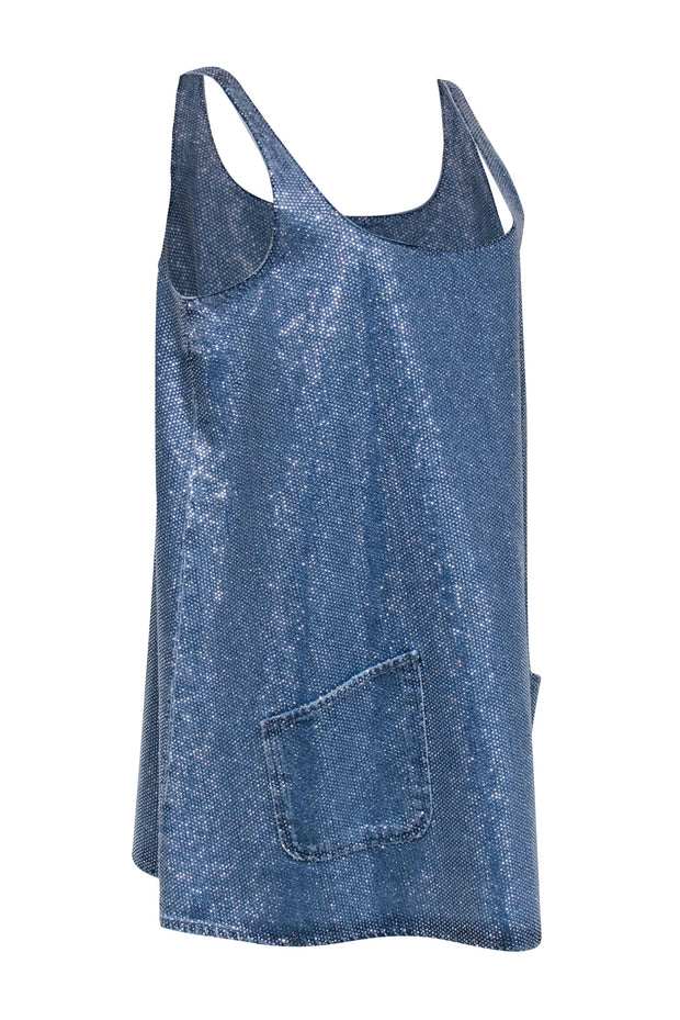 Current Boutique-Triarchy - Blue Denim Shift Dress w/ Rhinestone Embellishing Sz L