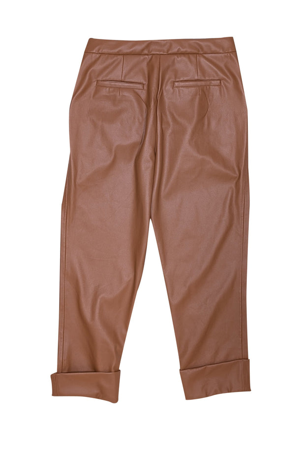 Current Boutique-Trina Turk - Nutmeg Brown Cropped Faux Leather Pants Sz 4