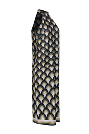 Current Boutique-Trina Turk - Black & Gold Print Mock Neck Sleeveless Dress Sz 2